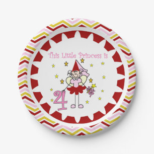 Stick Figure Princess 4th Birthday Paper Plates