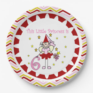 Stick Figure Princess 6th Birthday Paper Plates