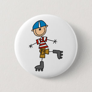 Stick Figure Roller Skating 6 Cm Round Badge