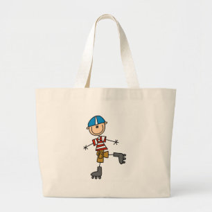 Stick Figure Roller Skating Large Tote Bag