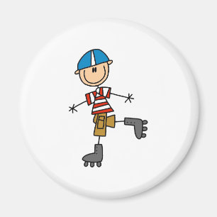 Stick Figure Roller Skating Magnet
