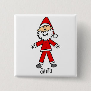 Stick Figure Santa Claus Tshirts and Gifts 15 Cm Square Badge