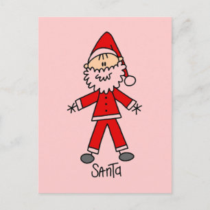 Stick Figure Santa Claus Tshirts and Gifts Holiday Postcard