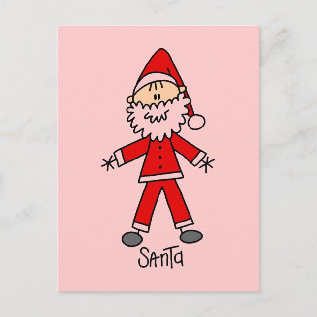 Stick Figure Santa Claus Tshirts and Gifts Holiday Postcard (Front)