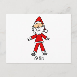 Stick Figure Santa Claus Tshirts and Gifts Holiday Postcard