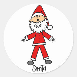 Stick Figure Santa Tshirts and Gifts Classic Round Sticker