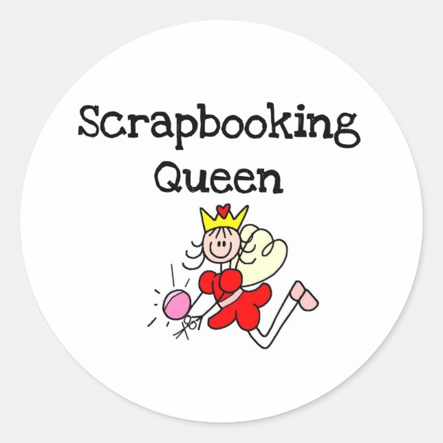Stick Figure Scrapbook Queen Classic Round Sticker (Front)