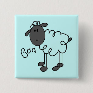 Stick Figure Sheep Tshirts and Gifts 15 Cm Square Badge