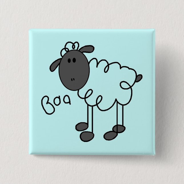 Stick Figure Sheep Tshirts and Gifts 15 Cm Square Badge (Front)