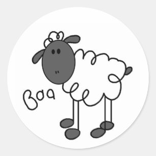 Stick Figure Sheep Tshirts and Gifts Classic Round Sticker