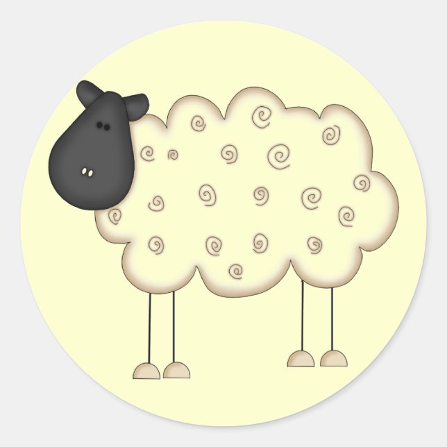 Stick Figure Sheep tshirts and Gifts Classic Round Sticker (Front)