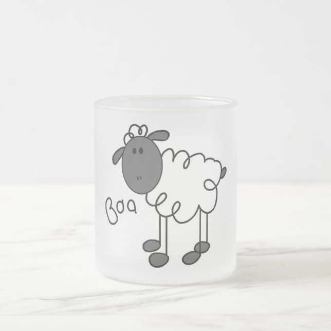 Stick Figure Sheep Tshirts and Gifts Frosted Glass Coffee Mug (Center)