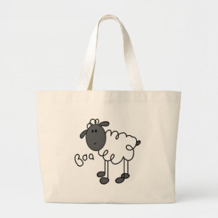 Stick Figure Sheep Tshirts and Gifts Large Tote Bag