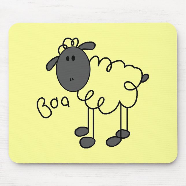 Stick Figure Sheep Tshirts and Gifts Mouse Mat (Front)