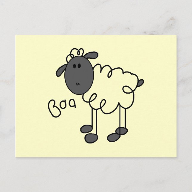 Stick Figure Sheep Tshirts and Gifts Postcard (Front)