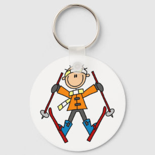 Stick Figure Skier T-shirts and Gifts Key Ring