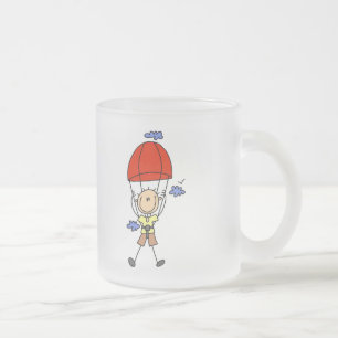 Stick Figure Sky Diver Tshirts and Gifts Frosted Glass Coffee Mug