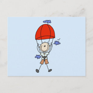Stick Figure Sky Diver Tshirts and Gifts Postcard