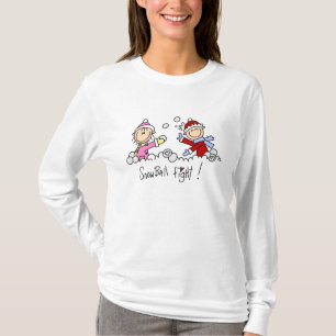 Stick Figure Snowball Fight T-shirt
