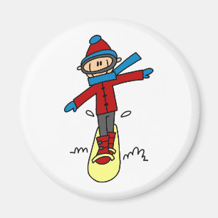 Stick Figure Snowboarding Magnet