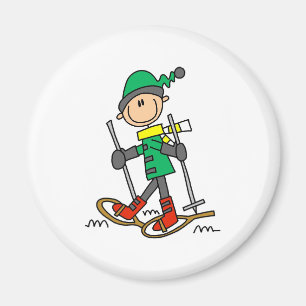 Stick Figure Snowshoeing Magnet