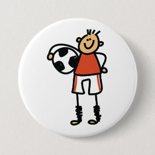 Stick Figure Soccer Boy Football Player 7.5 Cm Round Badge