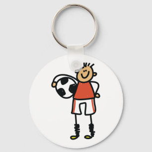 Stick Figure Soccer Boy Football Player Key Ring