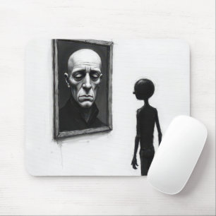 Stick Figure Staring a Bald Man Portrait Mouse Mat