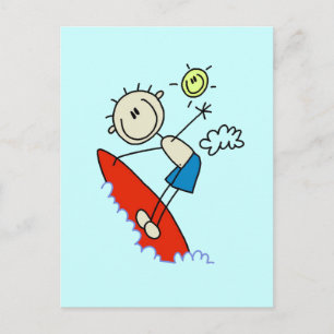 Stick Figure Surfer Boy Tshirts and Gifts Postcard