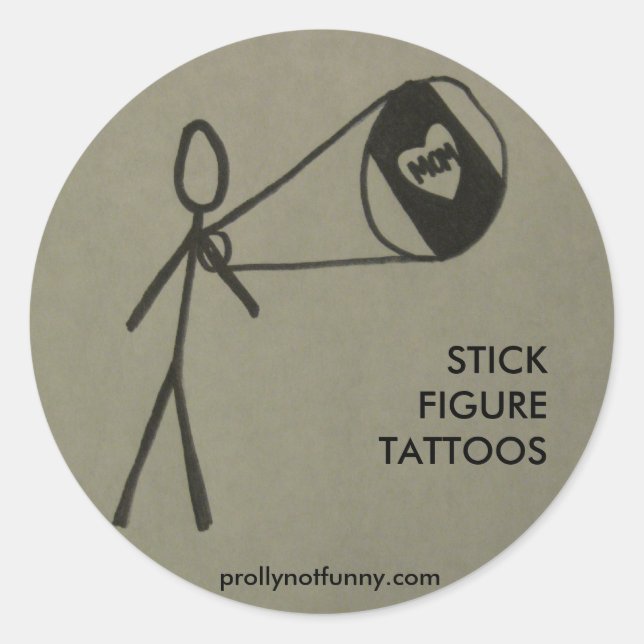 STICK FIGURE TATTOOS CLASSIC ROUND STICKER (Front)