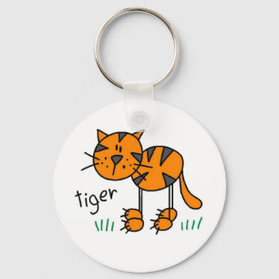 Stick Figure Tiger T-shirts and Gifts Key Ring