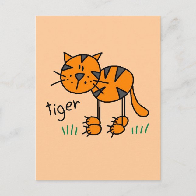 Stick Figure Tiger T-shirts and Gifts Postcard (Front)