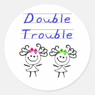 Stick Figure Twin girls Classic Round Sticker