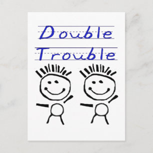 Stick Figure Twins Postcard