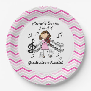 Stick Figure Violin Player Chevron Paper Plates