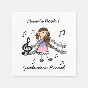 Stick Figure Violin Player Paper Napkins
