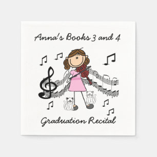 Stick Figure Violin Player Paper Napkins
