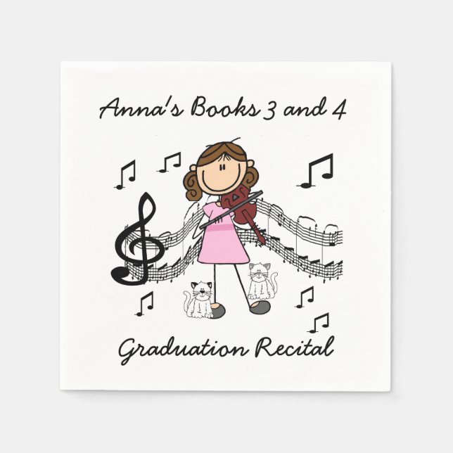 Stick Figure Violin Player Paper Napkins (Front)