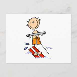Stick Figure Water Skiing Tshirts and gifts Postcard