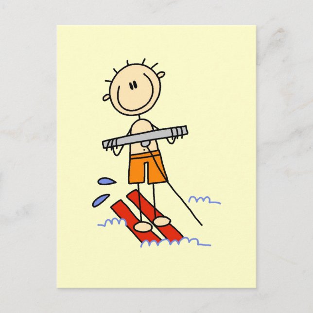 Stick Figure Water Skiing Tshirts and gifts Postcard (Front)