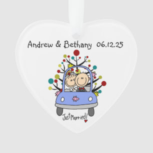 Stick Figure Wedding Couple Acrylic Ornament