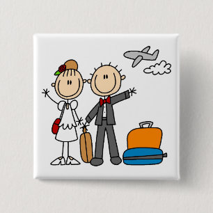 Stick Figure Wedding Honeymoon T-shirts and Gifts 15 Cm Square Badge