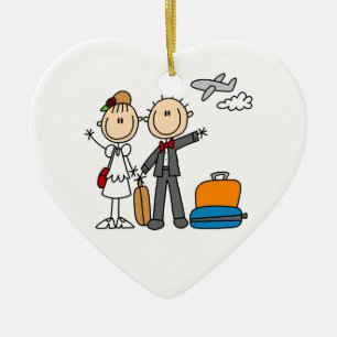 Stick Figure Wedding Honeymoon T-shirts and Gifts Ceramic Tree Decoration