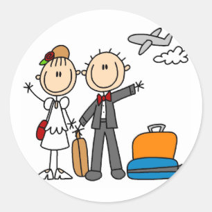 Stick Figure Wedding Honeymoon T-shirts and Gifts Classic Round Sticker