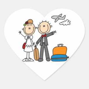 Stick Figure Wedding Honeymoon T-shirts and Gifts Heart Sticker