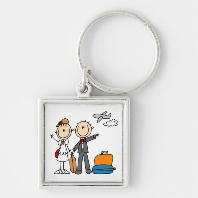 Stick Figure Wedding Honeymoon T-shirts and Gifts Key Ring (Front)