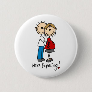 Stick Figure We're Expecting 6 Cm Round Badge