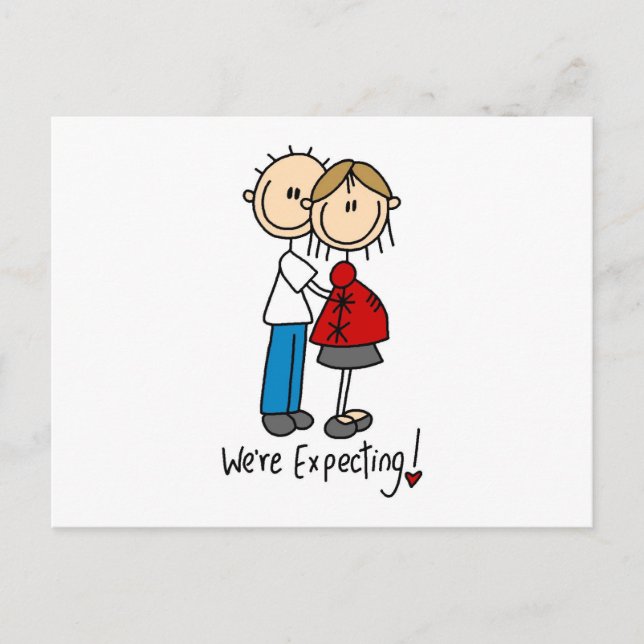 Stick Figure We're Expecting Announcement Postcard (Front)