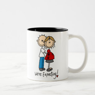 Stick Figure We're Expecting Two-Tone Coffee Mug