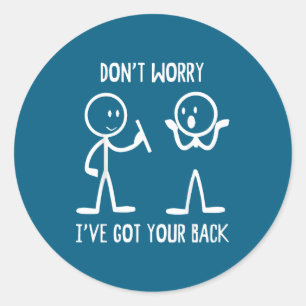 Stick Figures Back Novelty Sarcastic Classic Round Sticker